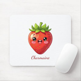 Mousepad Monograma morango kawaii fofo