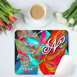 Mousepad Monograma Motivacional Colorido Abstrato liquefeit