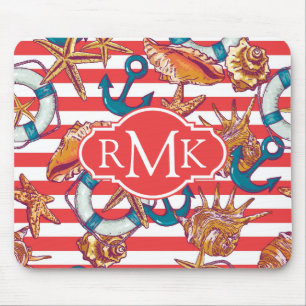 Mousepad Monograma na moda do teste padrão da praia