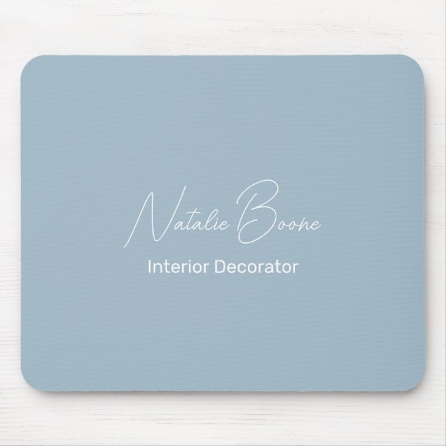 Mousepad Monograma Nome Branco Azul Interior Decorador (Frente)