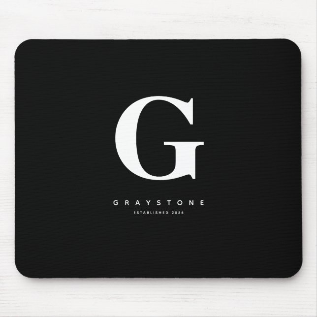 Mousepad Monograma Nome Negrito Moderno Negro (Frente)