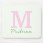 Mousepad Monograma Nome Personalizado Inicial Rosa Verde<br><div class="desc">Este é um Monograma,  Nome Personalizado Inicial,  Pink Green Mouse Pad!</div>