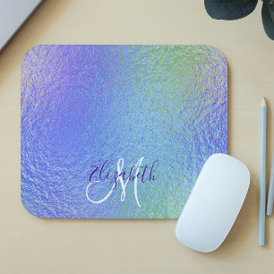 Mousepad Monograma Personalizado Bonito Iridescente