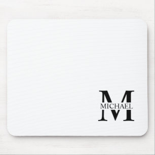 Mousepad Monograma Personalizado Branco e Nome