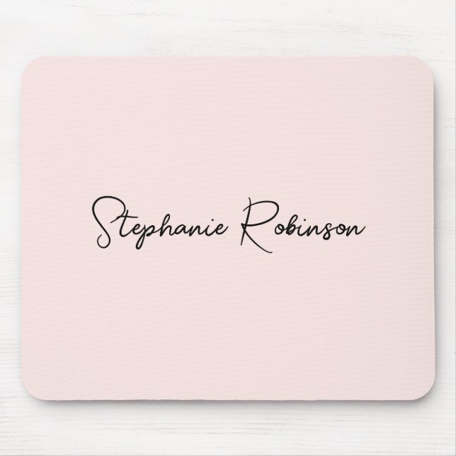 Mousepad Monograma Personalizado com Letra Elegante Rosa Be (Frente)