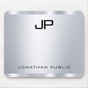 Mousepad Monograma Personalizado de aparência Metálica Faux