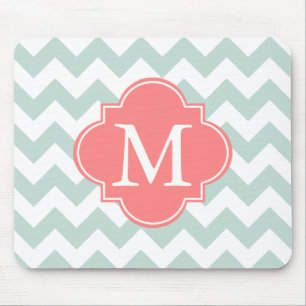 Mousepad Monograma Personalizado de Chevron Moderno da Casa