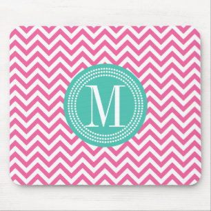 Mousepad Monograma personalizado de Chevron ziguezague
