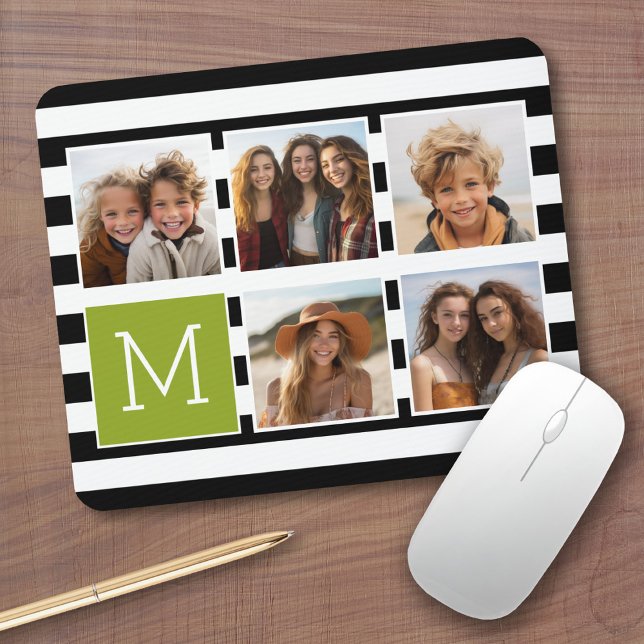 Mousepad Monograma Personalizado de Colagem de Fotografias  (Personalized mousepad - Add Photos and Custom Text)
