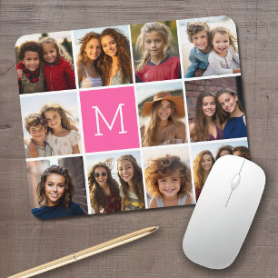 Mousepad Monograma Personalizado de Colagem de Fotos do Ins