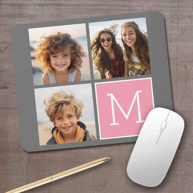 Mousepad Monograma Personalizado de Colagem de Fotos do Ins (Personalized mouse pad with your photos and text)