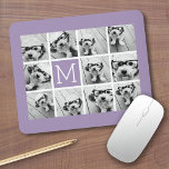 Mousepad Monograma Personalizado de Colagem de Fotos do Ins<br><div class="desc">Modern Pastel Purple Lilac - Use 11 fotos quadradas para criar um presente exclusivo e pessoal. Ou você pode ficar com o filhote hipster e fazer uma moda. Se precisar ajustar as fotos,  clique na ferramenta personalizar para fazer alterações.</div>