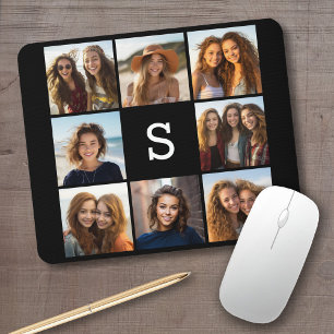 Mousepad Monograma Personalizado de Colagem de Fotos em Pre