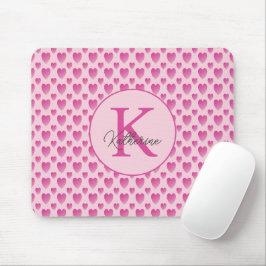 Mousepad Monograma Personalizado de Corações Rosa