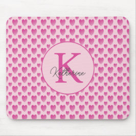 Mousepad Monograma Personalizado de Corações Rosa