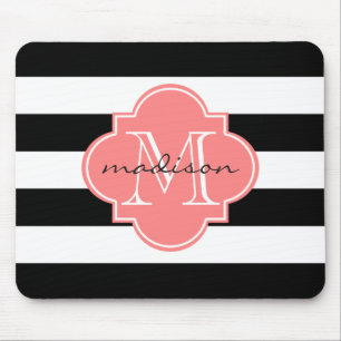 Mousepad Monograma Personalizado de Gamas Náuticas a Preto