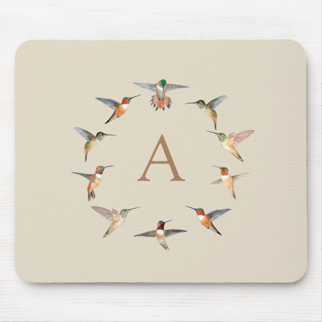 Mousepad Monograma Personalizado de Hummingbird (Frente)
