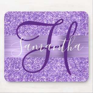 Mousepad Monograma Personalizado de Lúxo Ametist Glitter