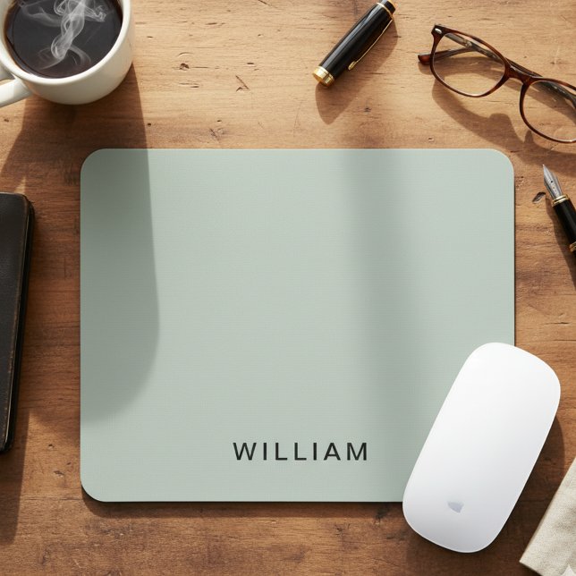 Mousepad Monograma personalizado de nome e cinza | Personal (Criador carregado)