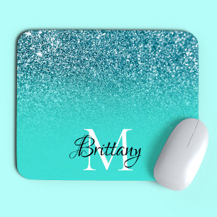 Mousepad Monograma Personalizado de Ombre de Coleta Teal