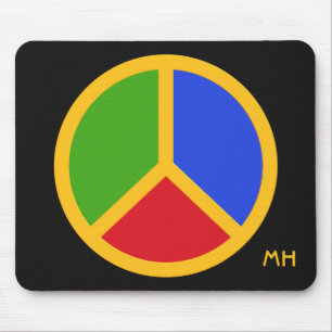 Mousepad Monograma personalizado de Sinal de Paz Colorido
