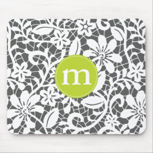 Mousepad Monograma personalizado do carvão vegetal laço