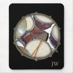 Mousepad Monograma Personalizado Drummer Drum Drumstick Mús