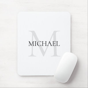 Mousepad Monograma Personalizado e Nome Branco