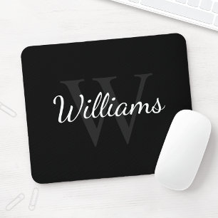 Mousepad Monograma Personalizado e Nome Preto