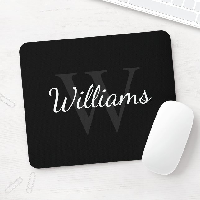 Mousepad Monograma Personalizado e Nome Preto (Criador carregado)