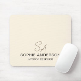 Mousepad Monograma Personalizado Moderno Creme Negócios Pro