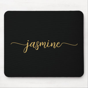 Mousepad Monograma Personalizado Preto Dourado Simples