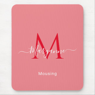 Mousepad Monograma Personalizado Rosa