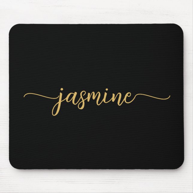 Mousepad Monograma Personalizado Simples Feminino Preto Dou (Frente)