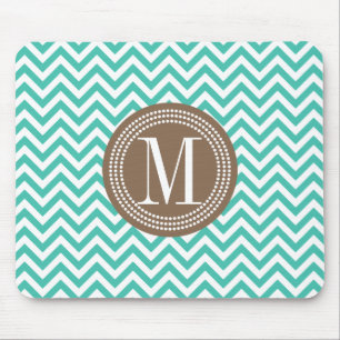 Mousepad Monograma personalizado ziguezague de Chevron de