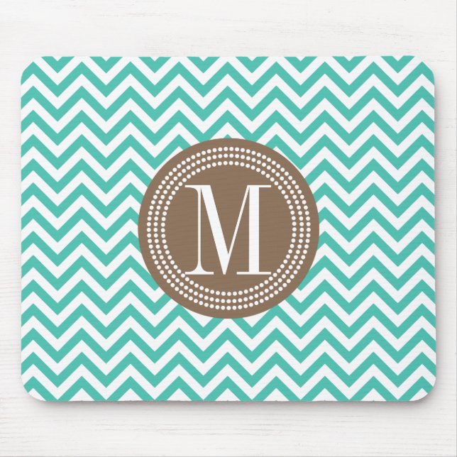 Mousepad Monograma personalizado ziguezague de Chevron de (Frente)
