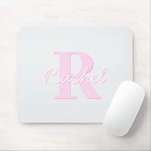 Mousepad Monograma Personalizável Custa Mão e Cinza Rosa