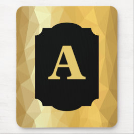 Mousepad Monograma pessoal negro de luxo metálico Dourado
