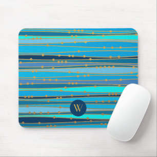 Mousepad Monograma, ponto Dourado de distribuição de onda