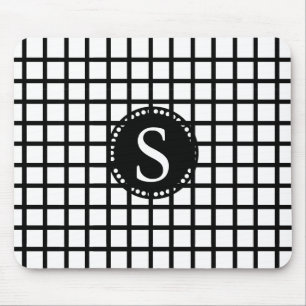 Mousepad Monograma Preto com Bandas de Verificação Pretas e