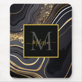 Mousepad Monograma preto e Dourado