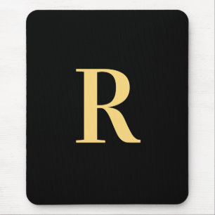 Mousepad Monograma preto moderno Dourado