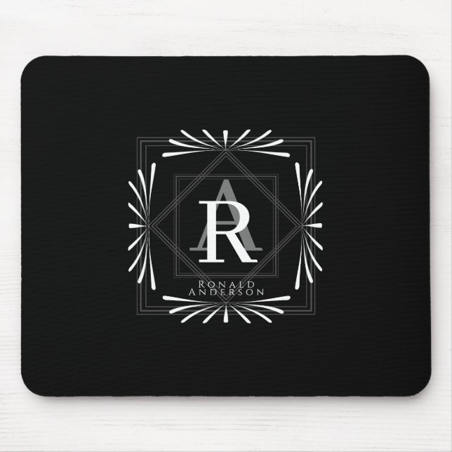 Mousepad Monograma Preto na moda (Frente)