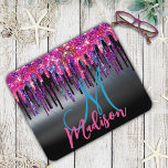 Mousepad Monograma preto quente, cor-de-rosa, pingos azuis<br><div class="desc">Pasta do mouse rosa quente, azul preto, pingando monograma com brilho. Adicione um toque de brilho e brilho ao seu escritório doméstico ou dormitório com este elegante mouse pad personalizado. Para torná-lo extra especial, ele também é monograma e personalizado. clique no link "personalizar mais" e use a ferramenta design para...</div>