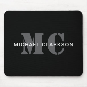 Mousepad Monograma profissional moderno preto e branco