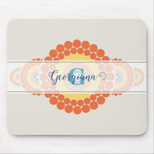 Mousepad Monograma Radiante Egeu Verão Mandala Ornamental