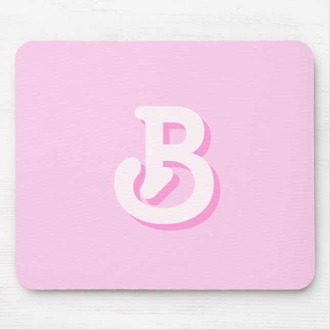 Mousepad Monograma Retro Fofo Rosa (Frente)