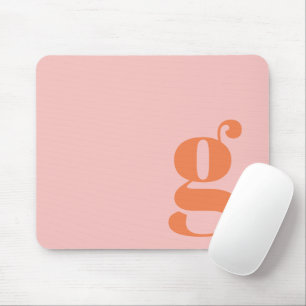 Mousepad Monograma Retro Letra Rosa Pastel Laranja Fofo