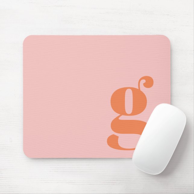 Mousepad Monograma Retro Letra Rosa Pastel Laranja Fofo  (Com mouse)