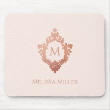 Monograma Rosa Bege Dourado Crista Nome Elegante